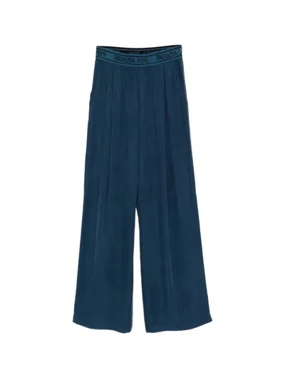 Patrizia Pepe Elastic-waistband Fluid Palazzo Pants In Blue