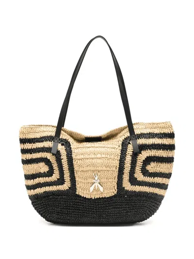 Patrizia Pepe Geometric-pattern Raffia Beach Bag In Multi