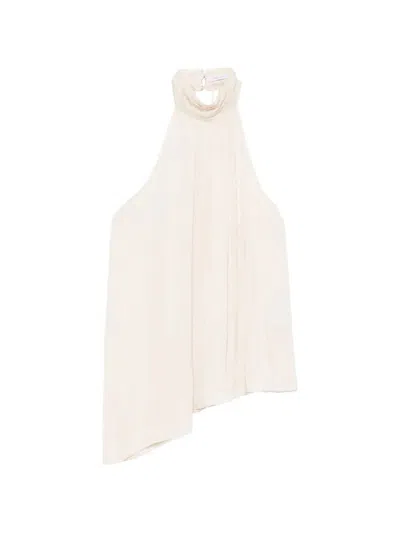Patrizia Pepe Halterneck Sleeveless Top In Neutral