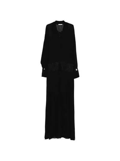 Patrizia Pepe Lace-detail Asymmetric Dress In Black