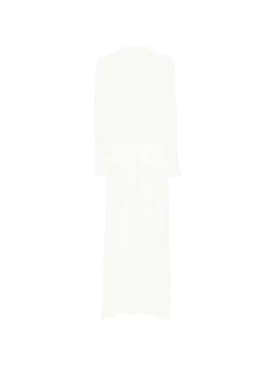 Patrizia Pepe Lace-up Ruffled Asymmetric Dress In White