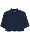 Patrizia Pepe Navy Blue Logo-appliqu Cropped Shirt
