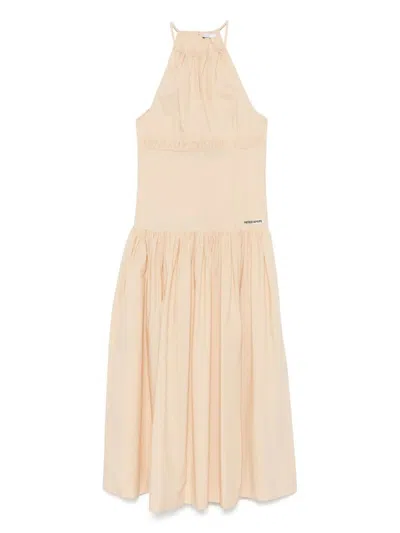Patrizia Pepe Long Dress With Logo Patch
