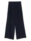 Patrizia Pepe Wide-leg High-waist Trousers With Pleated Front In Blue