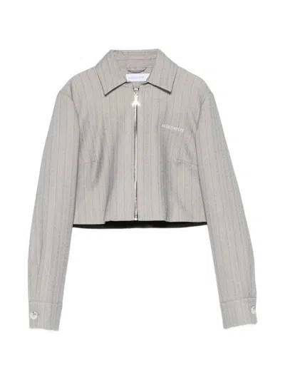 Patrizia Pepe Pinstripe-pattern Cropped Jacket In Gray