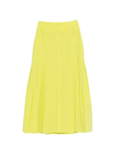 Patrizia Pepe Pleated Midi Skirt In Yellow