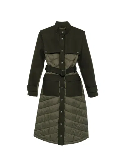 Patrizia Pepe Quilted Panelled Coat In Green