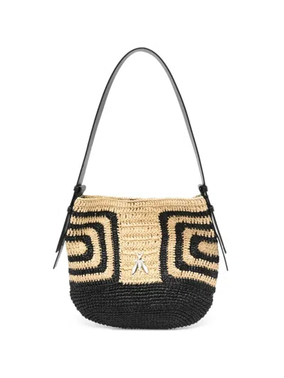 Patrizia Pepe Raffia Beach Bag In Black