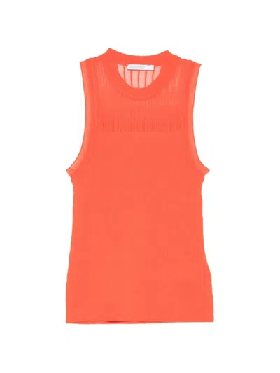 Patrizia Pepe Round-neck Sleeveless Tank Top In Orange