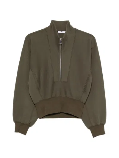 Patrizia Pepe Scuba-style Half-zip Sweatshirt In Green