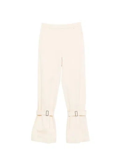 Patrizia Pepe Strap Cotton Trousers In White