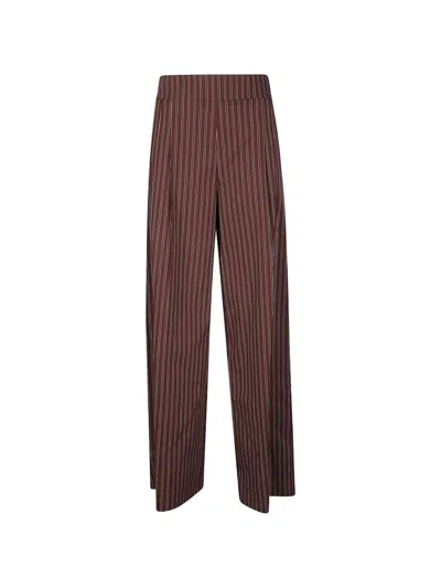 Patrizia Pepe Striped Trousers In Burgundy