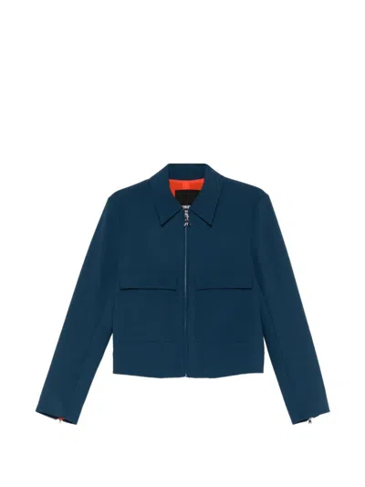 Patrizia Pepe Twill Cargo Jacket In Blue