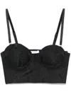 Patrizia Pepe Patterned-jacquard Bustier Top In Black