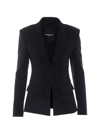 Patrizia Pepe Peak-lapel Corset-waist Blazer In Black