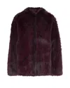 Patrizia Pepe Soft Fluffy Jacket In Purple And Red In Burgundy