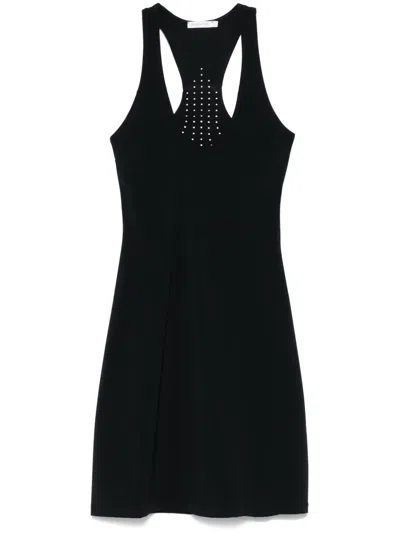 Patrizia Pepe Perforated-logo Mini Dress In Black