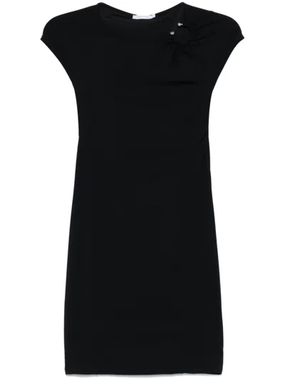 Patrizia Pepe Piercing-detail Mini Dress In Black