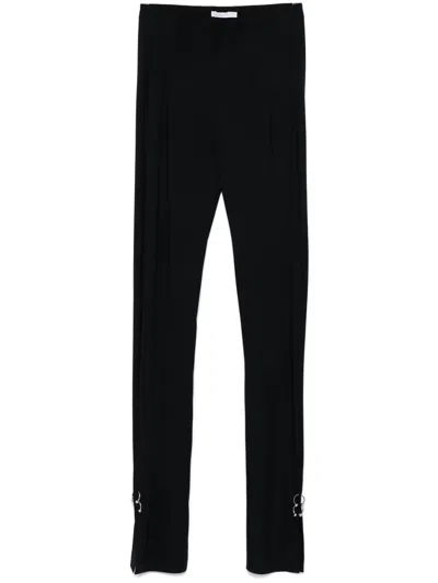 Patrizia Pepe Piercing-detail Straight-leg Trousers In Black
