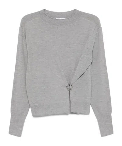 Patrizia Pepe Piercing-detail Sweater In Gray