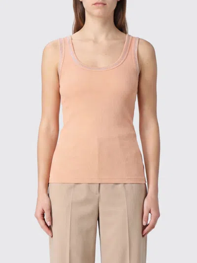 Patrizia Pepe Stretch Cotton Top With Rhinestones In Orange