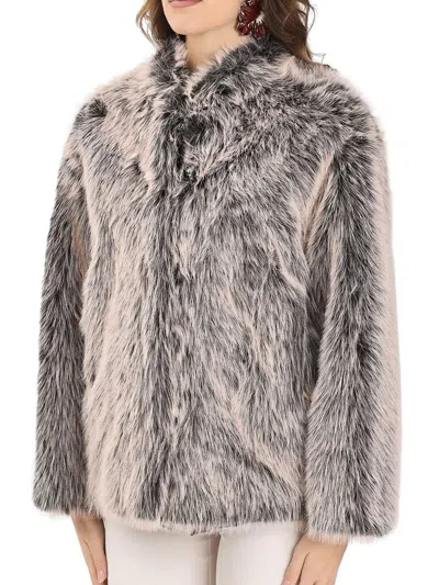 Patrizia Pepe Pink Polyester Faux Fur Coat In Gray