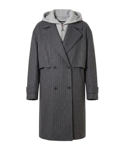 Patrizia Pepe Pinstripe Double-breasted Coat In Gray