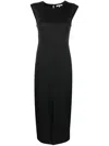 Patrizia Pepe Pinstripe-print Flannel Midi Dress In Black