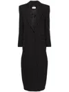Patrizia Pepe Pinstripe Flannel Maxi Coat In Black