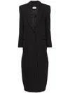 Patrizia Pepe Pinstripe Flannel Maxi Coat In Black