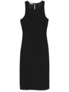 PATRIZIA PEPE PINSTRIPED CREW-NECK MIDI DRESS