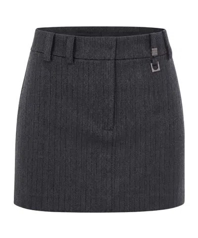 Patrizia Pepe Pinstriped Mini Skirt In Gray