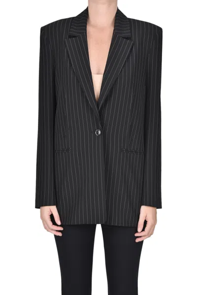 Patrizia Pepe Pinstriped Oversize Blazer In Blue