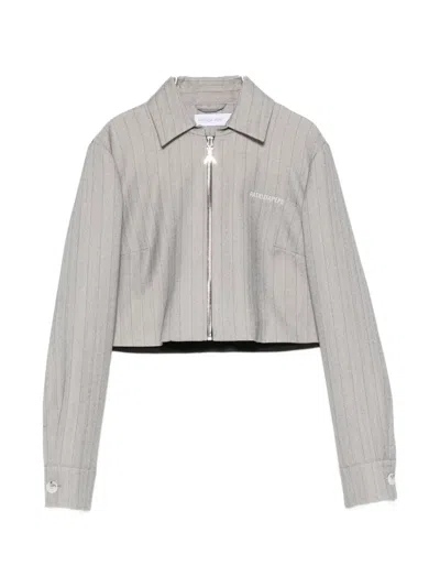 Patrizia Pepe Pinstripe-pattern Cropped Jacket In Gray
