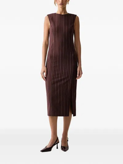 Patrizia Pepe Pinstripe-pattern Sleeveless Dress In White