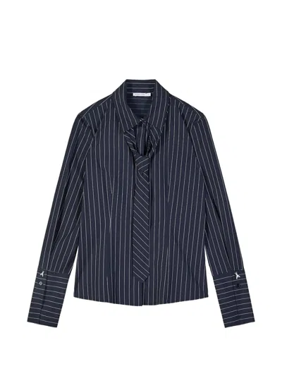 Patrizia Pepe Pinstripe-pattern Tie-detail Shirt In Multi