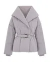 Patrizia Pepe Short Padded Jacket With Wide Shawl Collar In Gray