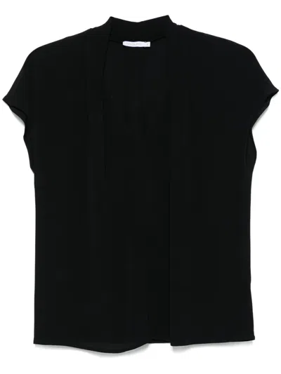 Patrizia Pepe Pleat-detailed Blouse In Black