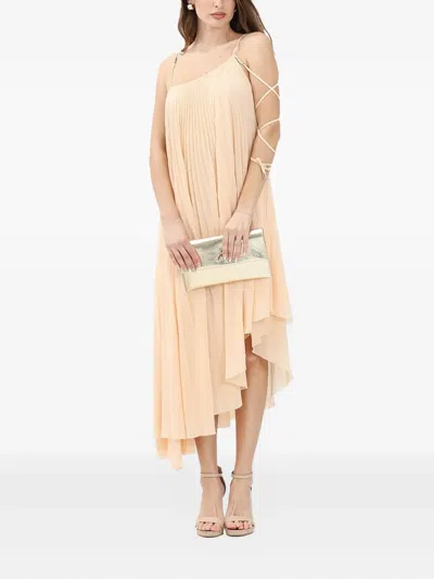 Patrizia Pepe Pleated Asymmetric Dress In Neutral