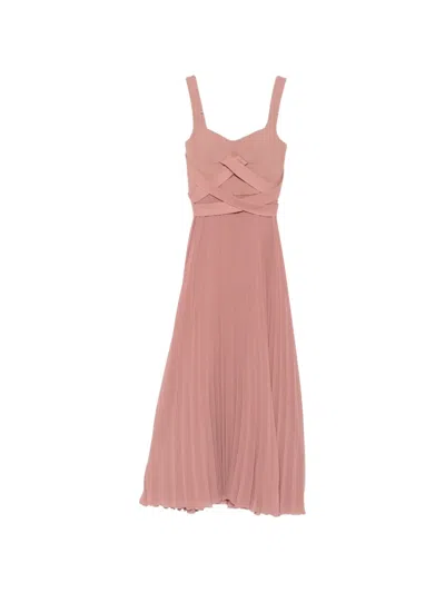 Patrizia Pepe Pleated Criss-cross Maxi Dress In Pink
