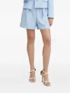 Patrizia Pepe Pleated High-waisted Shorts In Blue