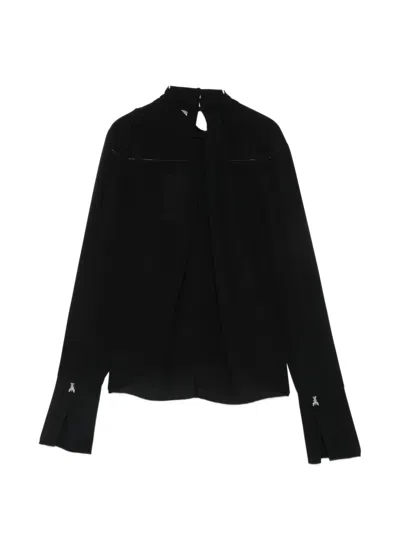 Patrizia Pepe Pleated High-neck Blouse In Black