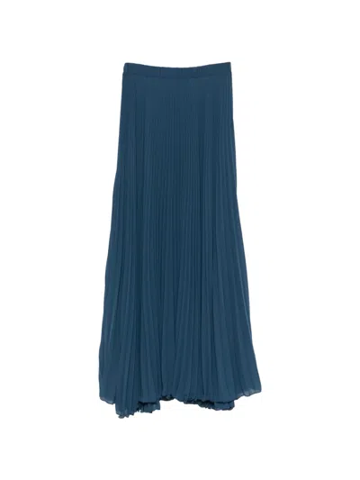 Patrizia Pepe Pleated Maxi Skirt In Blue