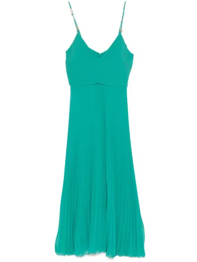 Patrizia Pepe Pleated Midi Dress In Green