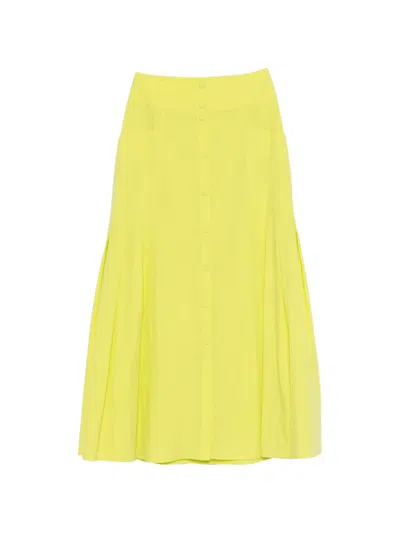Patrizia Pepe Pleated Midi Skirt In Yellow