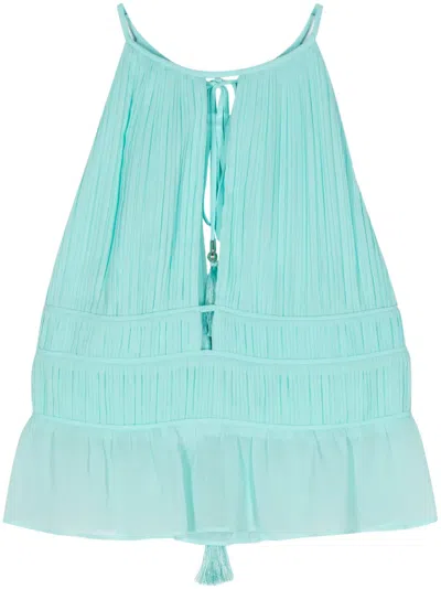 Patrizia Pepe Pleated Sleeveless Top In Blue