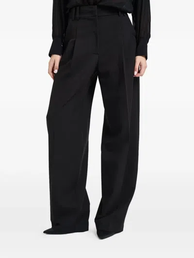 Patrizia Pepe Pleated Wide-leg Trousers In Black