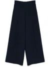 Patrizia Pepe Wide-leg High-waist Trousers With Pleated Front In Blue