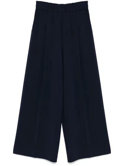 Patrizia Pepe Pleated Wide-leg Trousers In Blue
