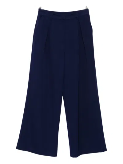 Patrizia Pepe Pleated Wide-leg Trousers In Blue